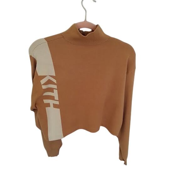 KITH Women’s Camel Cropped Half Zip Mock Neck Sweater Size M - Picture 3 of 5